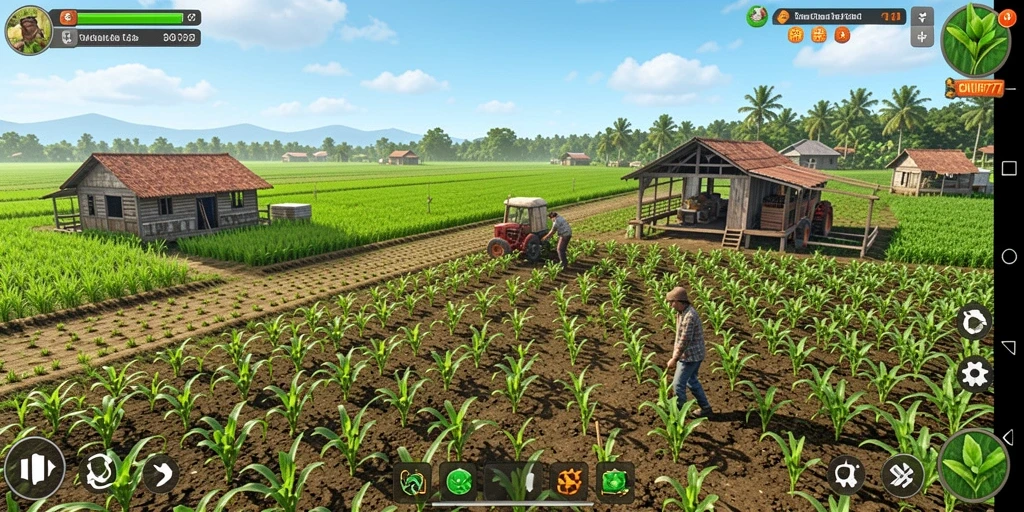 Tampilan gameplay CATUR777 dengan pemandangan ladang yang indah.