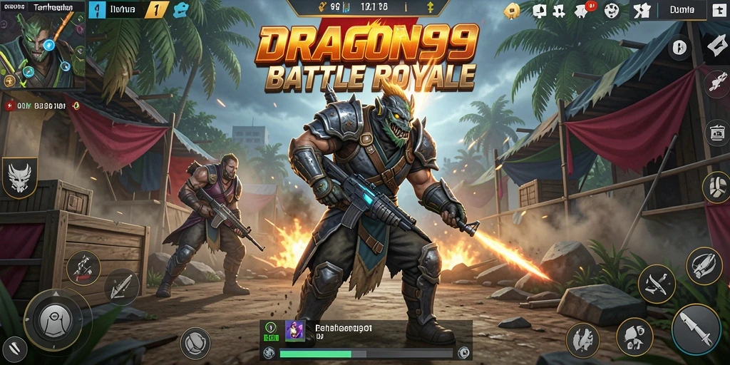 Gameplay seru dan mendebarkan dalam DRAGON99 Battle Royale.