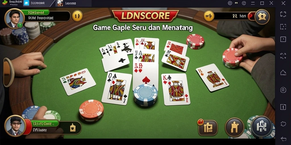 Screenshot LDNSCORE menunjukkan gameplay Gaple yang menggembirakan.