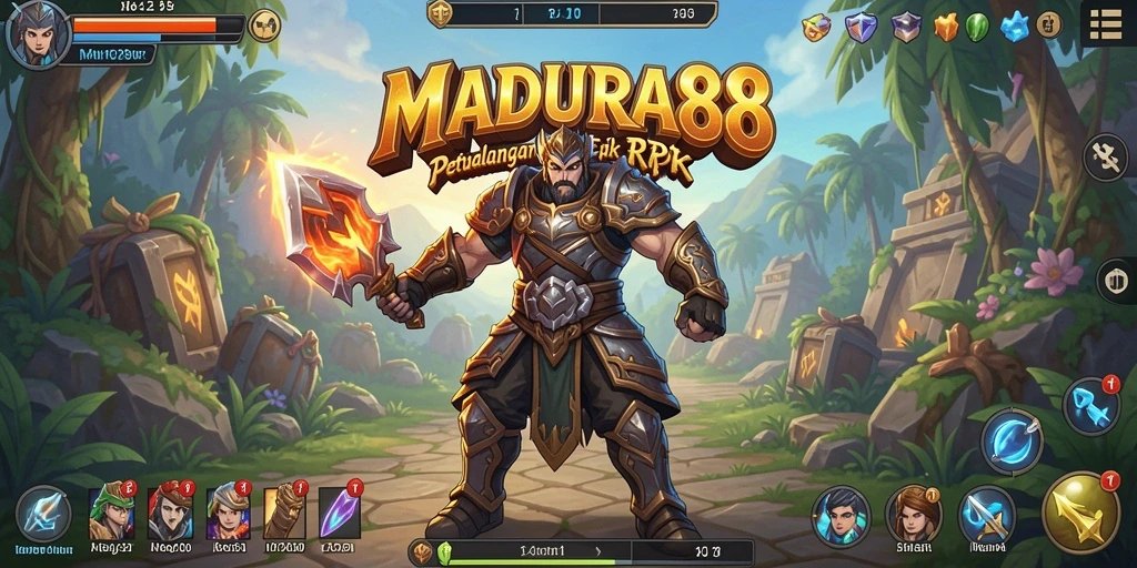 Tangkapan layar menunjukkan pertarungan epik dalam dunia <strong>MADURA88</strong>.