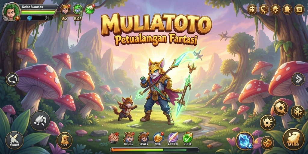 Screenshot utama MULIATOTO menampilkan aksi seru dalam petualangan.