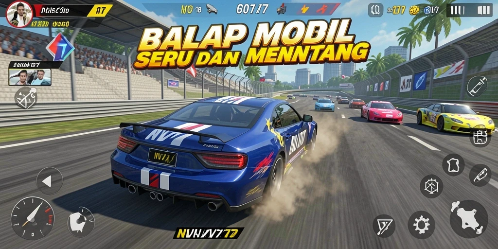 Tampilan gameplay seru dalam game balap NV77.