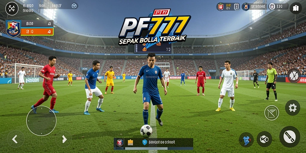 Screenshot PF777 menampilkan aksi seru dalam pertandingan sepak bola.
