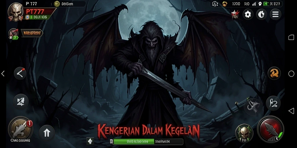 Screenshot gameplay PT777 yang menggambarkan ketegangan dan kengerian.