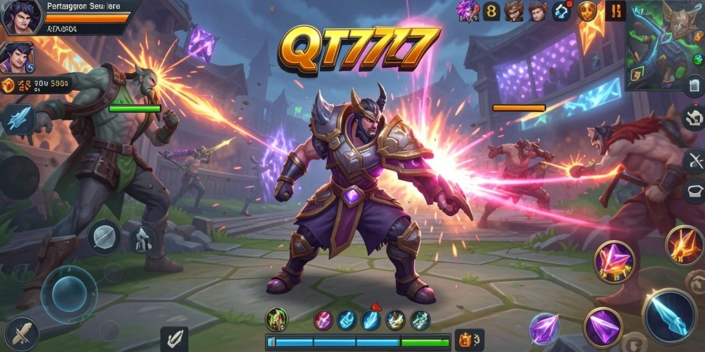 Tangkapan layar gameplay MOBA yang mendebarkan dan kompetitif.