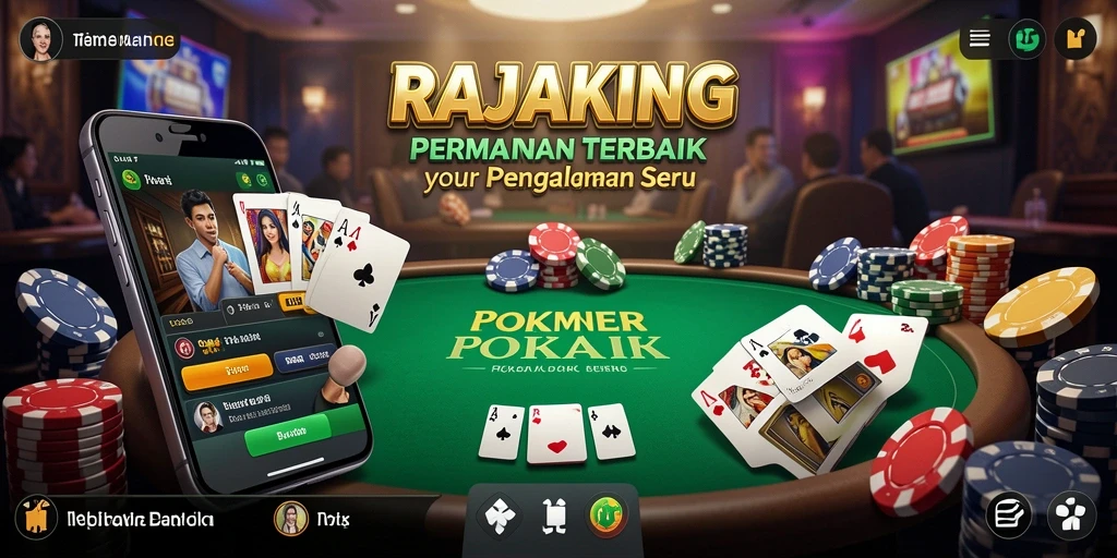 Screenshot gameplay RAJAKING menampilkan suasana poker yang mengasyikkan.