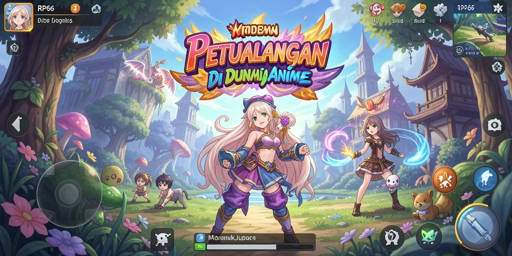 Tampilan gameplay RP66 yang penuh action dan karakter anime berwarna.