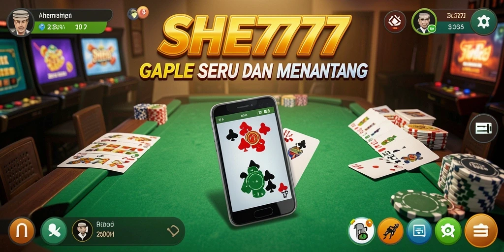 Tampilan gameplay seru dari SHE777 yang menggambarkan suasana bermain Gaple.
